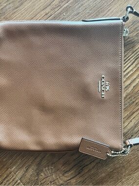 Coach Pebbled Leather Crossbody in Tan Brown with Silver Hardware